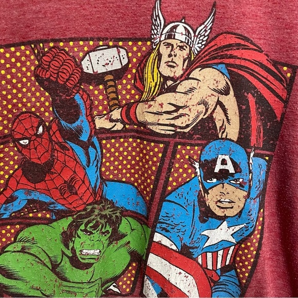 Marvel Superhero Graphic T-Shirt Women’s L Hulk Spider-Man Captain America Thor - Picture 2 of 6